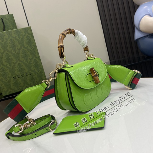 Gucci專櫃古馳最新款Bamboo 1947系列迷你竹節手提包肩背女包 jh2448型號：786482